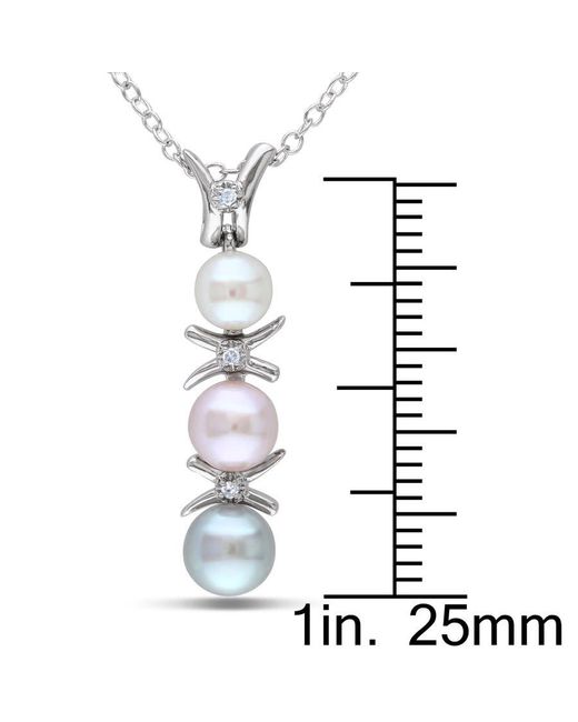 Amour Metallic And Cultured Freshwater Pearl And Diamond Drop Pendant With Chain