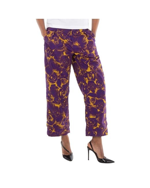 Burberry Red Floral Print Trousers, Brand Size 10 Us
