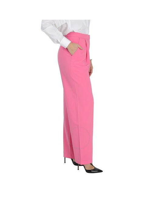 Chinti & Parker Pink Peony Pop Wool-twill Flared Trousers