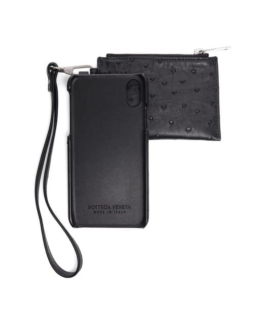 Bottega Veneta Gray Leather Iphone Case And Wallet Wristlet for men