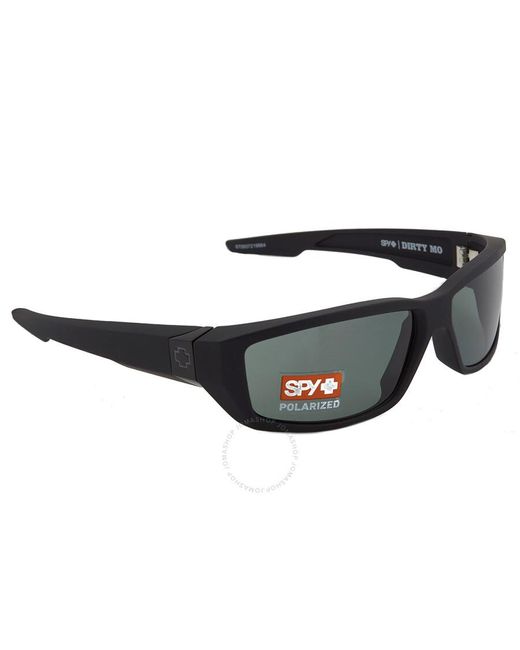 Spy Black Dirty Mo Hd Plus Gray Green Polarized Wrap Sunglasses 670937219864 for men
