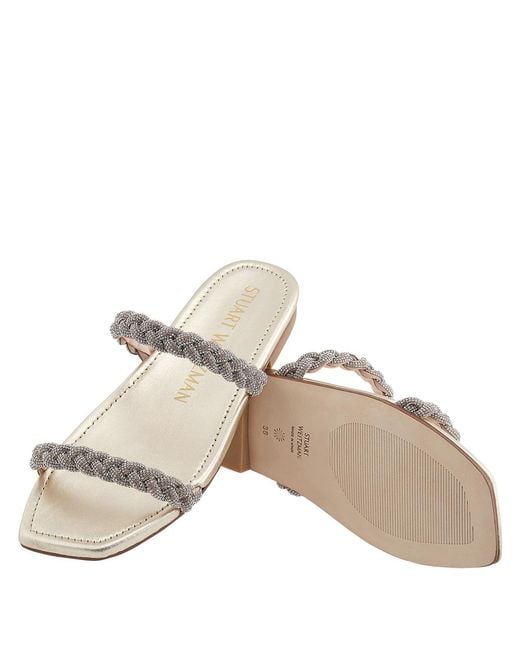 Stuart Weitzman White Ladies Addison Slide Sandal, Brand Size 36 Us