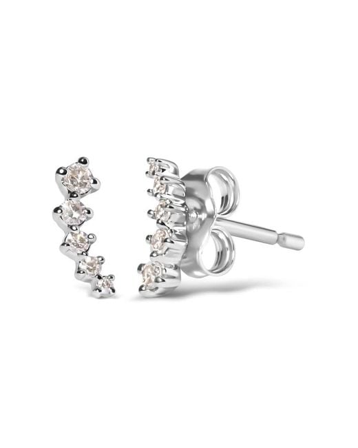 Haus of Brilliance White 10K 1/10 Cttw Diamond Journey Style Climber Stud Earrings (H-I Color, I1-I2 Clarity) for men