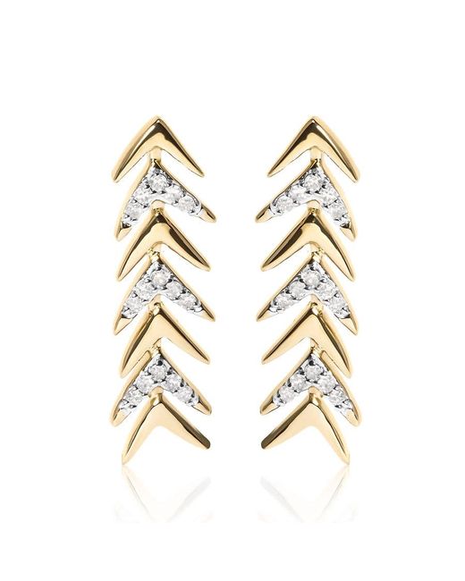 Haus of Brilliance Metallic 18K Plated .925 Sterling 1/5 Cttw Diamond Chevron Arrow Stud Earring