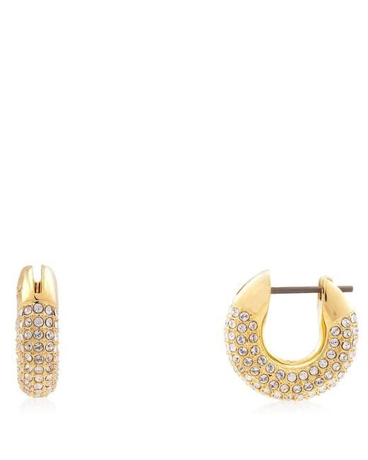 Swarovski Metallic Dextera Pierced Earrings Hoop Shiny Crystal