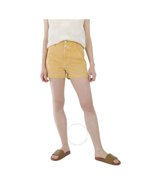 Isabel Marant Natural Honey Tihiana High-waist Denim Shorts