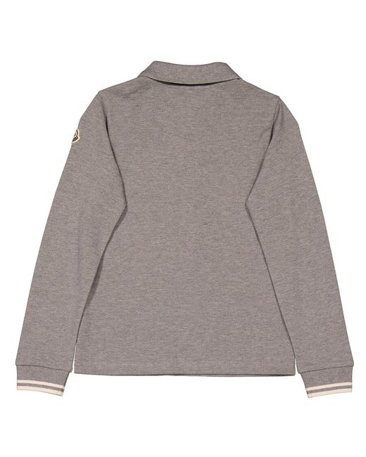 Moncler Gray Boys Light Long-sleeve Cotton Polo Shirt for men