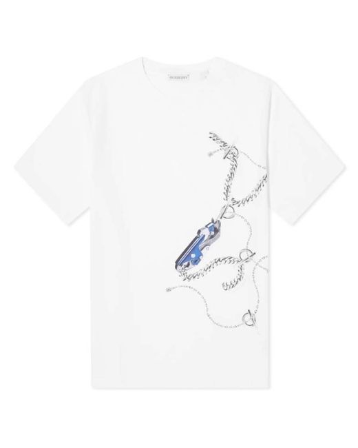 Burberry White Knight Hardware Printed Cotton T-Shirt for men
