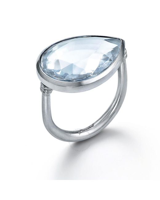 Baccarat Blue Ring Pear Large Size Silver Clear Crystal