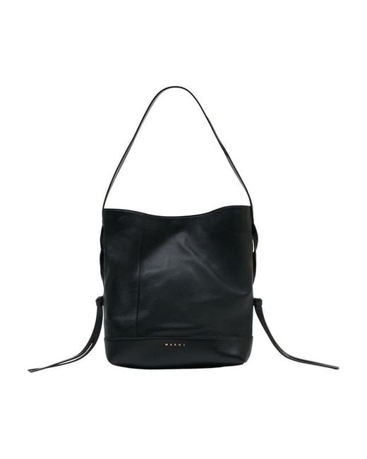 Marni Black Lambskin Leather Shoulder Bag