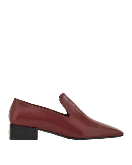Ferragamo Red Square Toe Gancini Loafers, Size 5.5