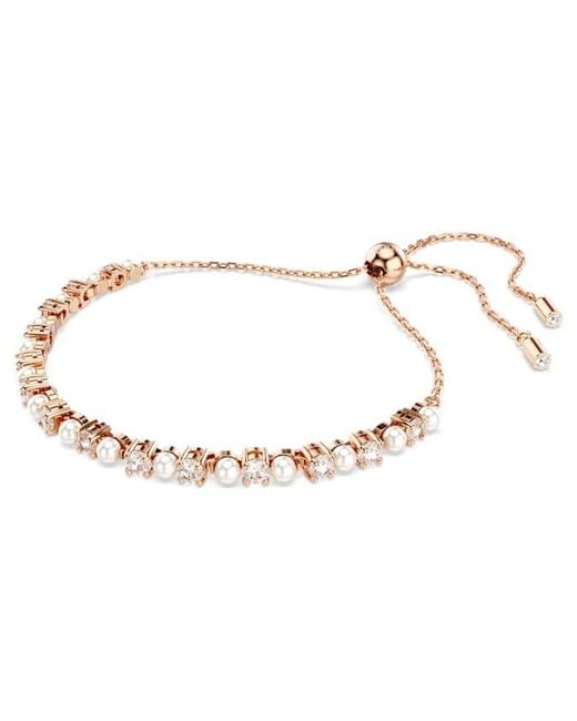 Swarovski Metallic Matrix Tennis Crystal Pearl Bracelet