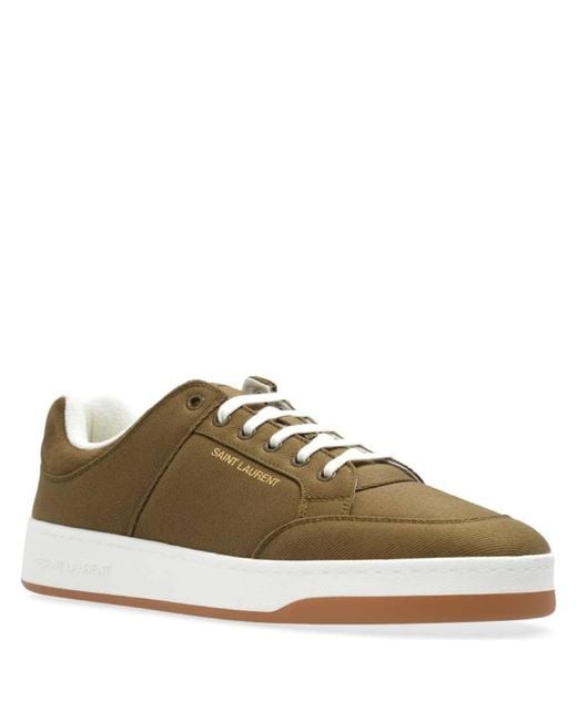 Saint Laurent Green Gabardine Sl/61 Low-Top Sneakers, Brand Size 41 Us for men