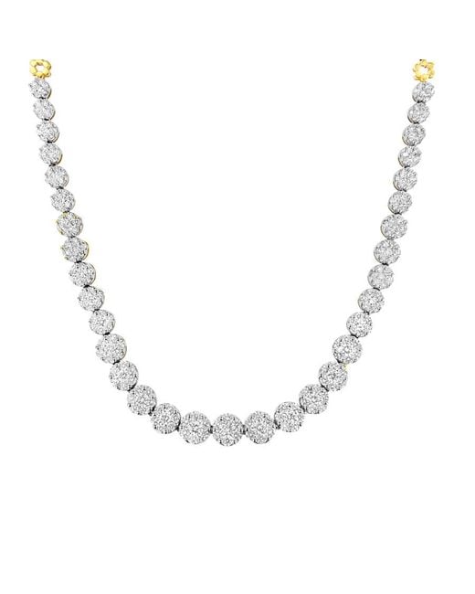 Haus of Brilliance Metallic Igi Certified 14k Yellow Gold 14 3/4 Cttw Pave Set Round-cut Diamond Riviera Necklace