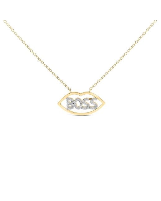 Haus of Brilliance Metallic 14K Plated 1/4 Cttw Diamond "Boss" Pendant Necklace