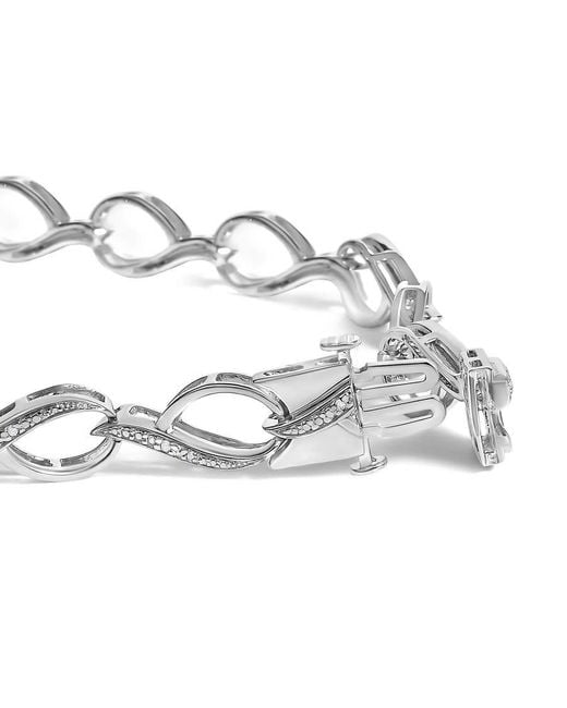 Haus of Brilliance Metallic Sterling 1/10 Cttw Diamond Accent Swirl Link Bracelet