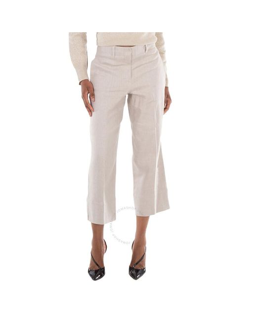 Max Mara Natural Cadice Linen-Blend Trousers