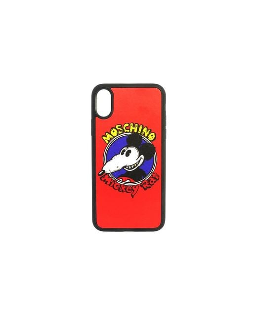 Moschino Red Ladies Mickey Rat Print Iphone X/Xs Case