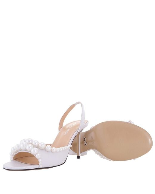 Mach & Mach White Sirene 85 Slingback Sandals, Brand Size 36.5 Us