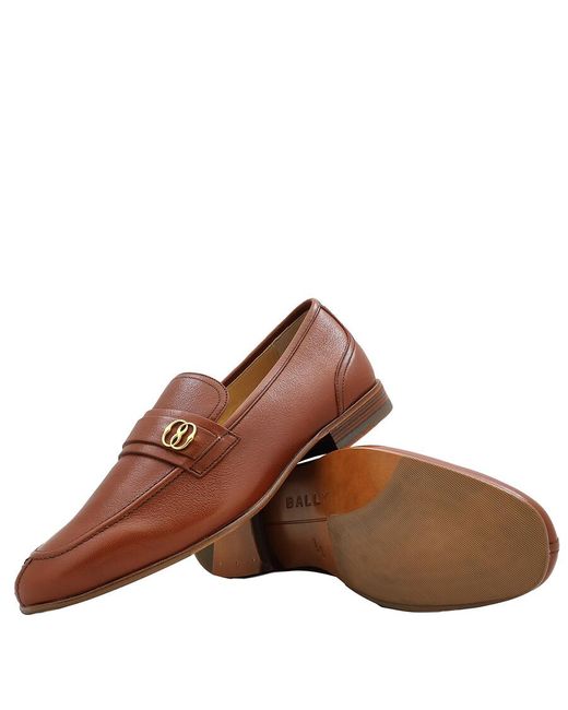 Bally Brown Cuero Sadei Loafers, Brand Size 8 Us Size 9 for men