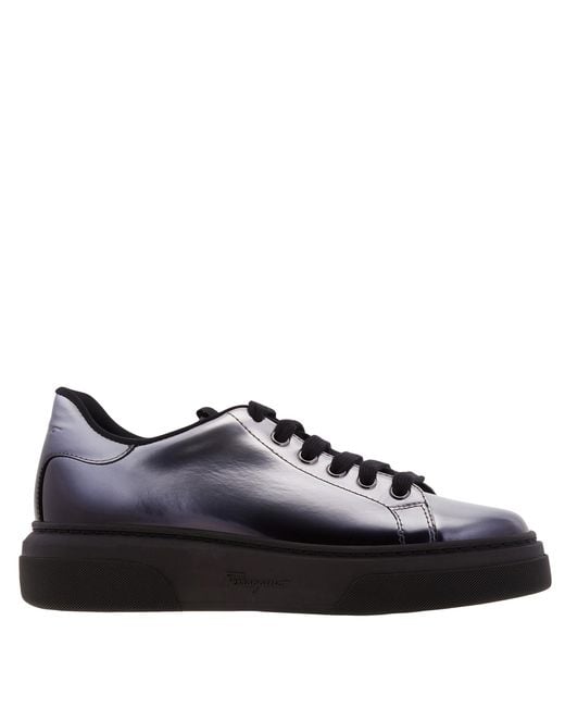Ferragamo Black Cassandra Low-Top Leather Sneakers