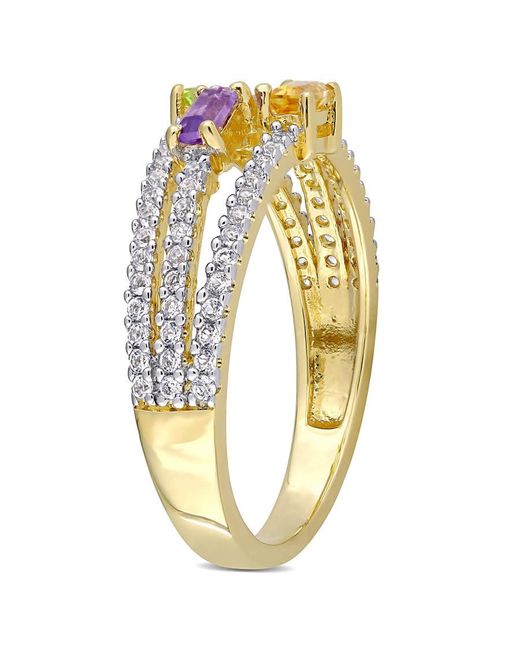Amour Metallic 5/8 Ct Tgw Citrine Peridot Amethyst And Topaz Spilt Shank Ring for men
