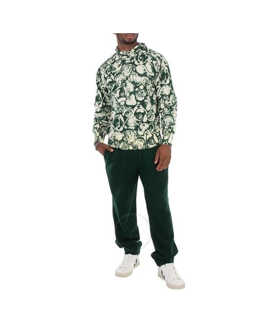 Burberry Green Floral Print Long Sleeve Hoodie for men