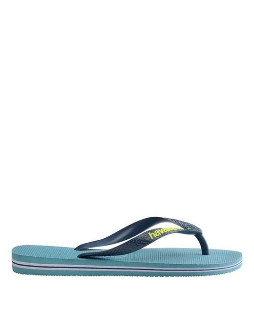 Havaianas Blue Nautical Brasil Logo Flip Flops, Brand Size 35/36 Us for men