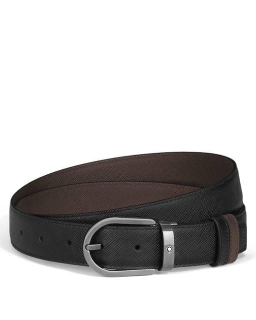 Montblanc Brown Sartorial Leather Horseshoe 30 Mm Reversible Belt for men