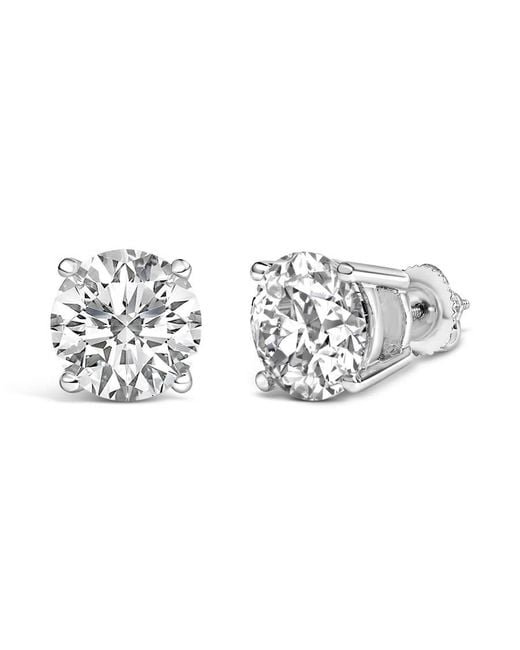Haus of Brilliance Metallic 14K 7.00 Cttw Round Cut Lab Grown Diamond Classic 4-Prong Stud Earrings With Screw Backs
