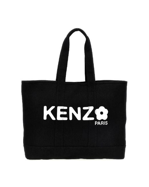 KENZO Black Logo Printed Tote Bag for men