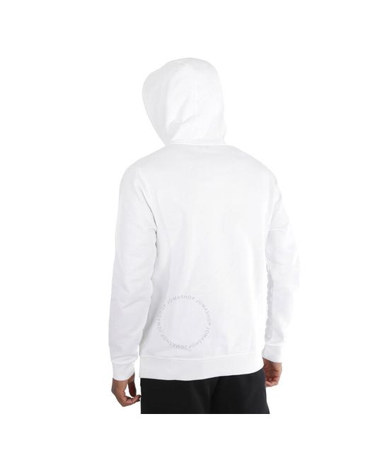 Burberry White Optic Globe Graphic Cut-out Sleeve Hoodie for men