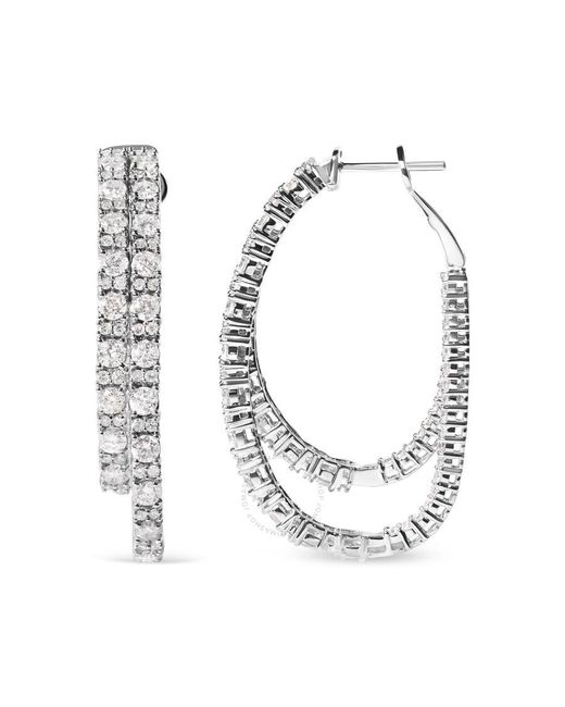 Haus of Brilliance Metallic 14k Gold 4.0 Cttw Diamond Asymmetrical Inside Out Double-hoop Earrings