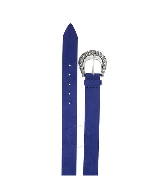 Maison Boinet Blue Suede Engraved Buckle Belt for men