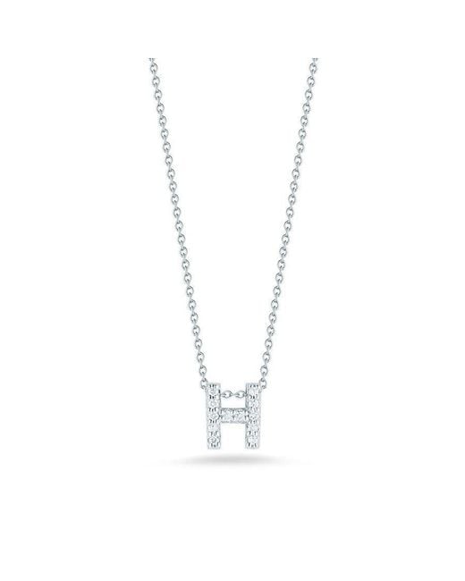 Roberto Coin Metallic 18k White Gold Tiny Treasures Diamond Letter H Pendant