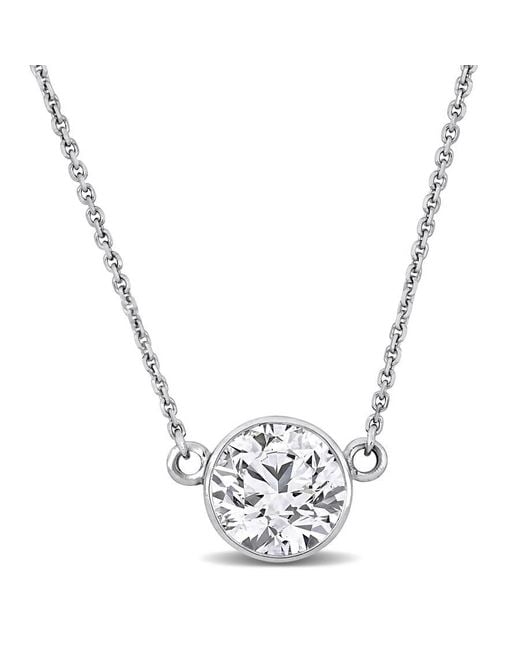 Created Forever Metallic 2 Ct Tw Lab-Grown Diamond Solitaire Bezel Set Necklace