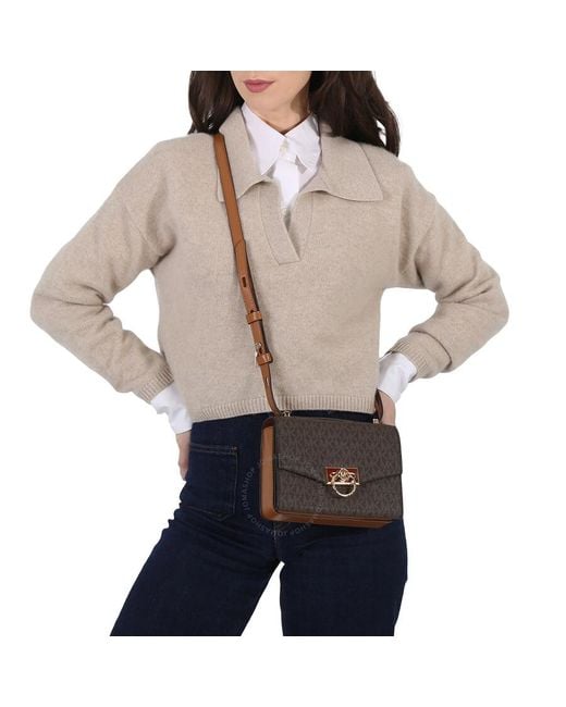 Michael Kors Brown Ladies Hendrix Extra-Small Logo Convertible Crossbody Bag