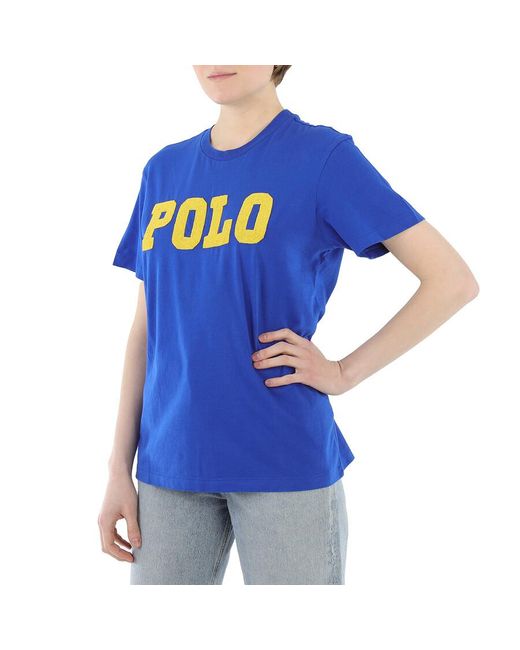 Polo Ralph Lauren Blue Embellished Logo Short-Sleeve Cotton T-Shirt