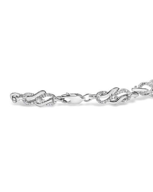 Haus of Brilliance Metallic 925 Sterling 1.0 Cttw Diamond Infinity Loop And Swirl Link Bracelet (I-J Color, I2-I3 Clarity)