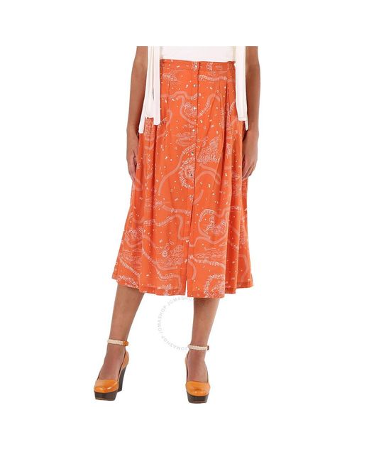 Roseanna Orange Mendes Silk Skirt