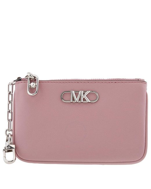Michael Kors Pink Royal Parker Small Leather Zip Card Case