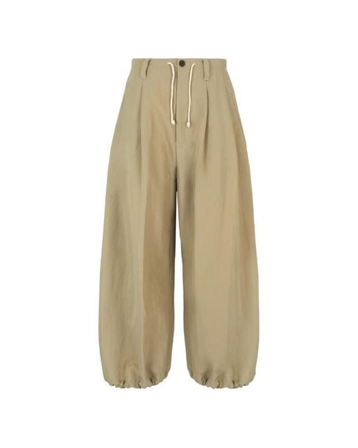 Emporio Armani Natural Drawstring Polyamide Wide Trouser, Brand Size 48 (Us Size 38) for men