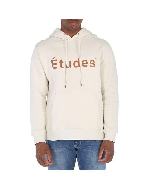 Etudes Studio White Chalk Logo-Print Organic-Cotton Hoodie for men