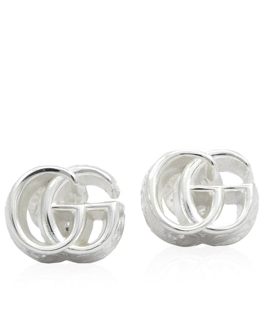 Gucci Metallic Sterling Gg Marmont Logo Earrings