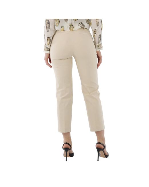 Burberry Natural Cotton-stretch Logo Graphic Tailored Trousers
