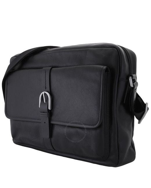 Fossil Black Leather Camden Messenger Bag for men