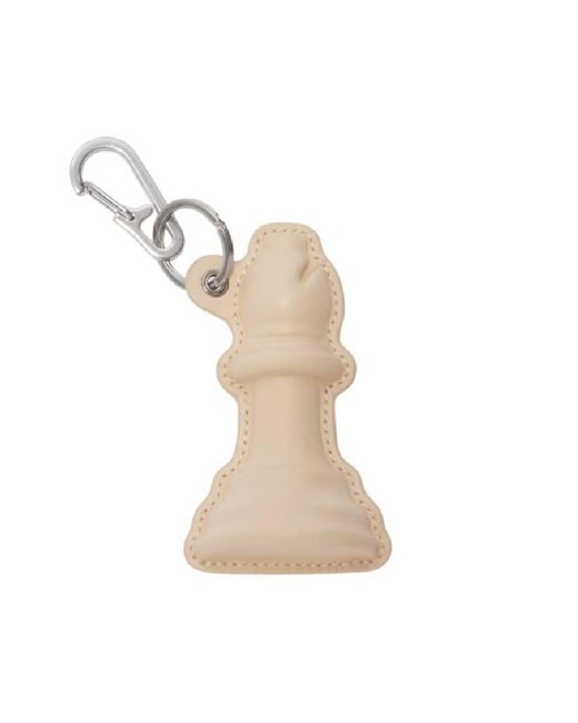Burberry White Engraved Logo Chess Leather Charm for men