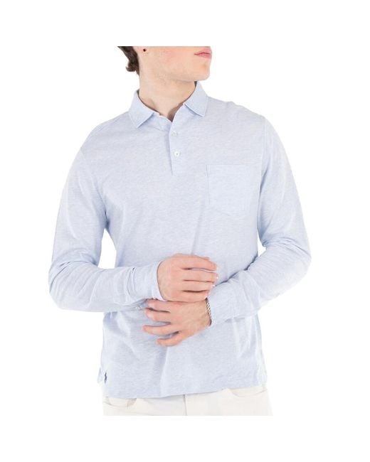 Polo Ralph Lauren Blue Long-Sleeve Cotton Polo Shirt for men