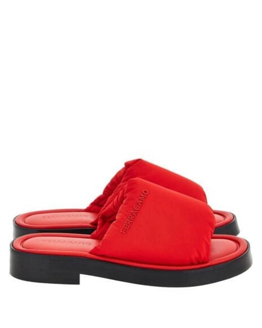 Ferragamo Red Delfino Padded Slide Sandals for men