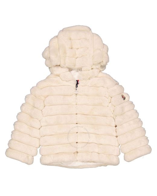 Moncler Girls Natural Latife Faux-fur Quilted Jacket